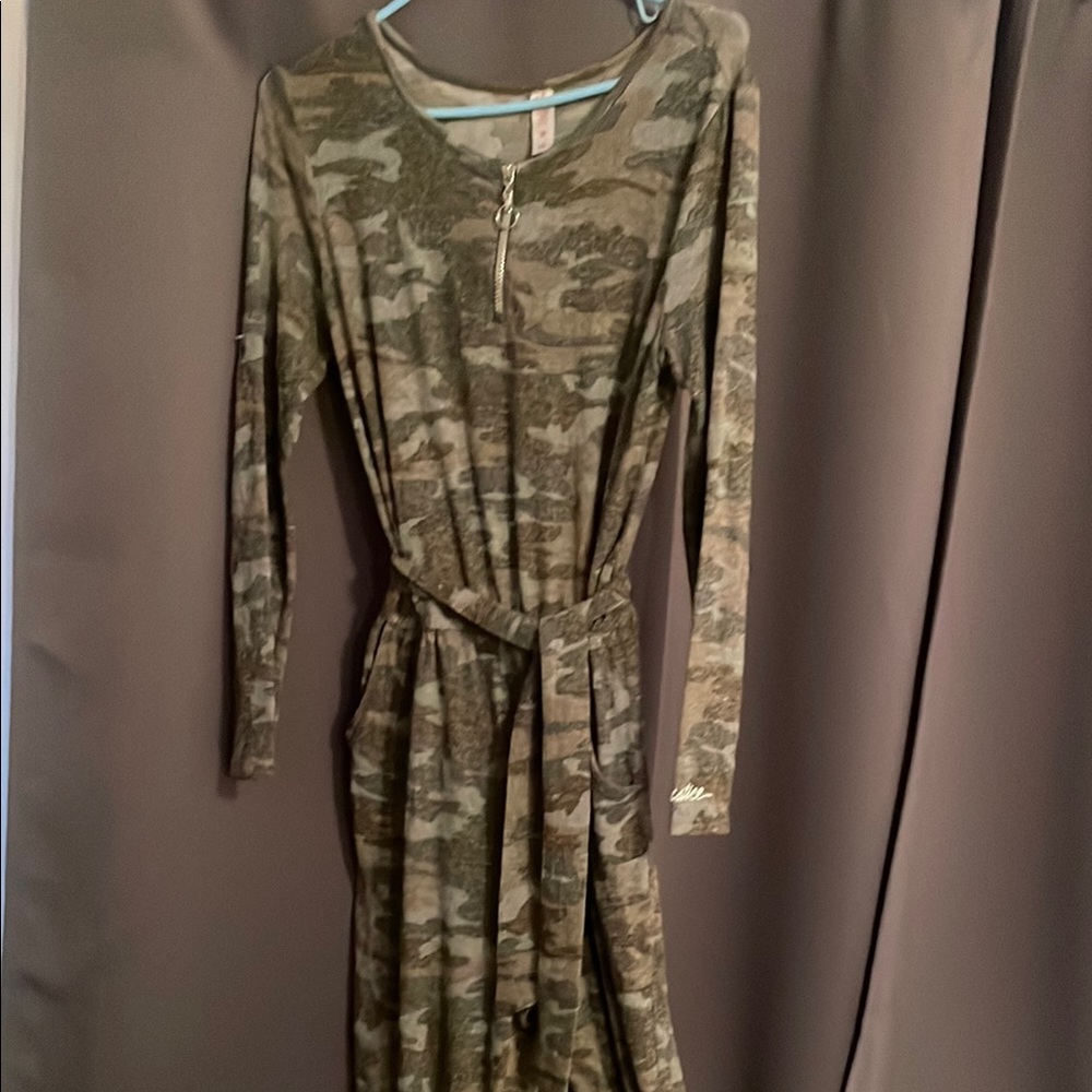 Justice Green Brown Bodycon Long Sleeve One Piece